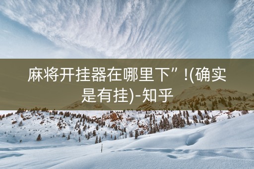 麻将开挂器在哪里下”!(确实是有挂)-知乎