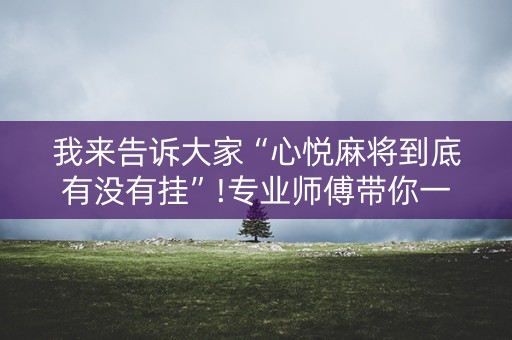 我来告诉大家“心悦麻将到底有没有挂”!专业师傅带你一起了解（详细教程）-知乎