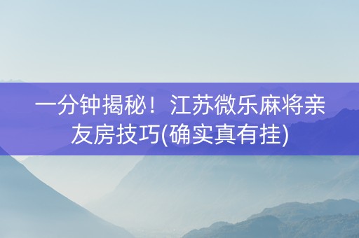一分钟揭秘！江苏微乐麻将亲友房技巧(确实真有挂)