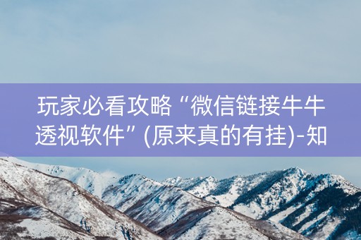 玩家必看攻略“微信链接牛牛透视软件”(原来真的有挂)-知乎
