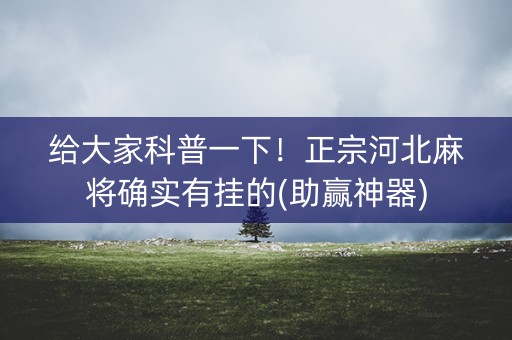 给大家科普一下！正宗河北麻将确实有挂的(助赢神器)