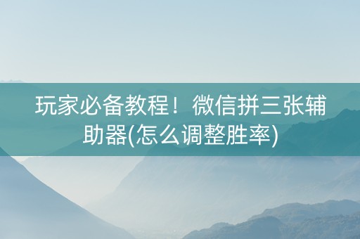 玩家必备教程！微信拼三张辅助器(怎么调整胜率)