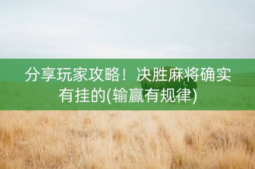 分享玩家攻略！决胜麻将确实有挂的(输赢有规律)