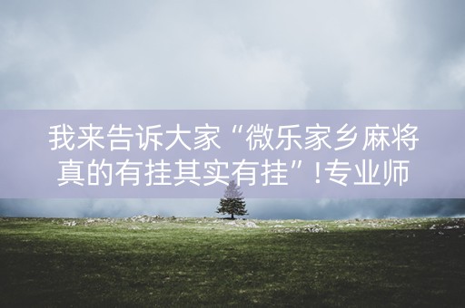 我来告诉大家“微乐家乡麻将真的有挂其实有挂”!专业师傅带你一起了解（详细教程）-知乎