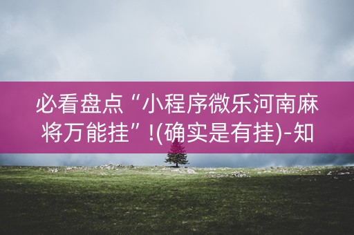 必看盘点“小程序微乐河南麻将万能挂”!(确实是有挂)-知乎