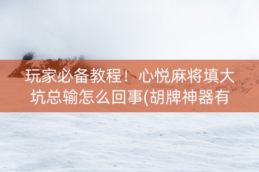 玩家必备教程！心悦麻将填大坑总输怎么回事(胡牌神器有猫腻吗)