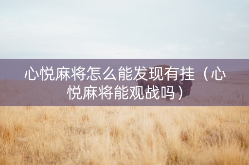 心悦麻将怎么能发现有挂（心悦麻将能观战吗）
