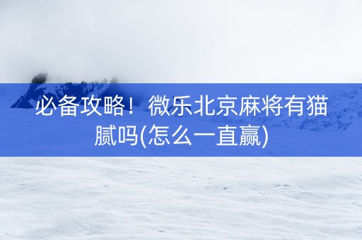 必备攻略！微乐北京麻将有猫腻吗(怎么一直赢)
