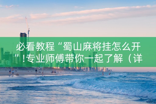 必看教程“蜀山麻将挂怎么开”!专业师傅带你一起了解（详细教程）-知乎