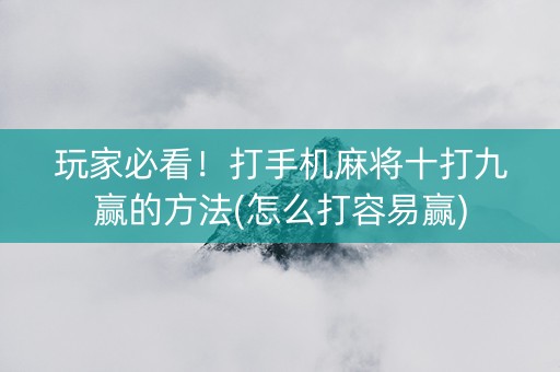 玩家必看！打手机麻将十打九赢的方法(怎么打容易赢)