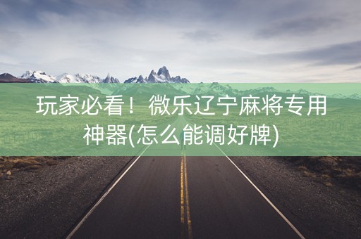 玩家必看！微乐辽宁麻将专用神器(怎么能调好牌)