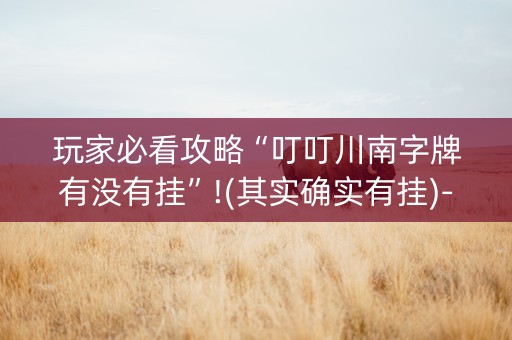 玩家必看攻略“叮叮川南字牌有没有挂”!(其实确实有挂)-知乎