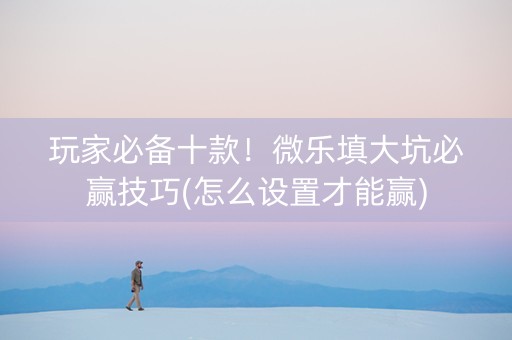 玩家必备十款！微乐填大坑必赢技巧(怎么设置才能赢)