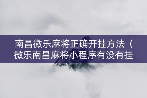 南昌微乐麻将正确开挂方法（微乐南昌麻将小程序有没有挂）