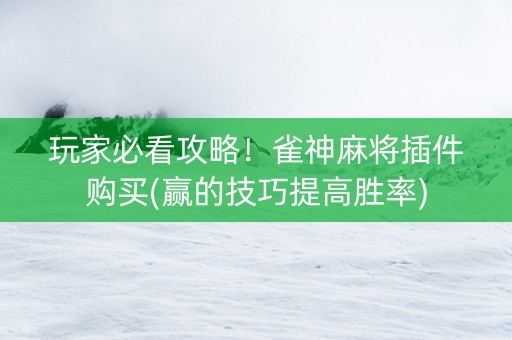 玩家必看攻略！雀神麻将插件购买(赢的技巧提高胜率)