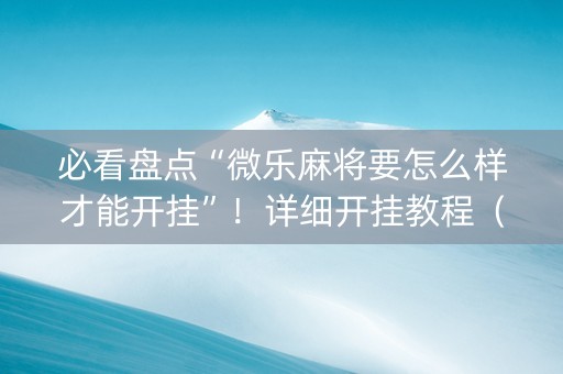 必看盘点“微乐麻将要怎么样才能开挂”！详细开挂教程（确实真的有挂)-知乎