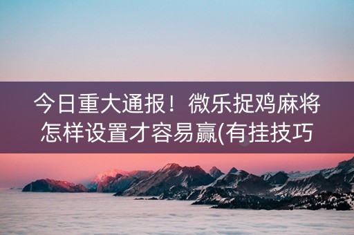 今日重大通报！微乐捉鸡麻将怎样设置才容易赢(有挂技巧辅助器)