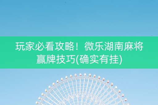 玩家必看攻略！微乐湖南麻将赢牌技巧(确实有挂)