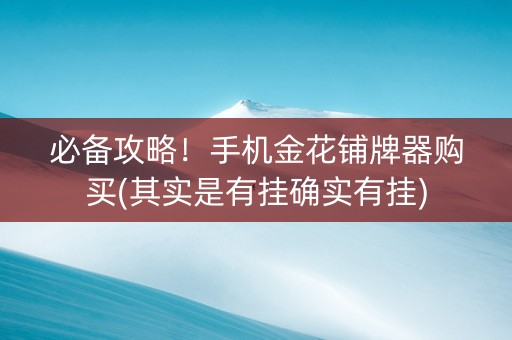 必备攻略！手机金花铺牌器购买(其实是有挂确实有挂)