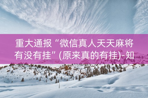重大通报“微信真人天天麻将有没有挂”(原来真的有挂)-知乎