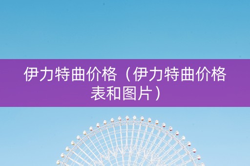 伊力特曲价格（伊力特曲价格表和图片）