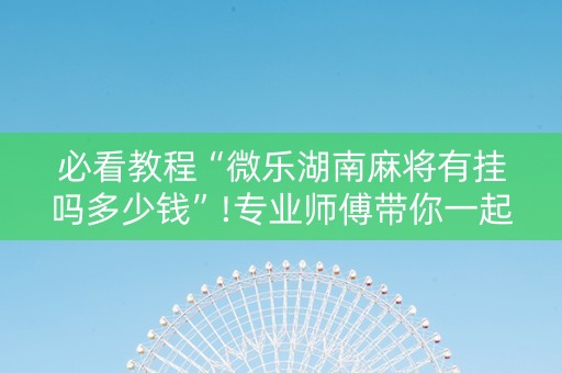 必看教程“微乐湖南麻将有挂吗多少钱”!专业师傅带你一起了解（详细教程）-知乎