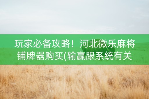 玩家必备攻略！河北微乐麻将铺牌器购买(输赢跟系统有关系吗)