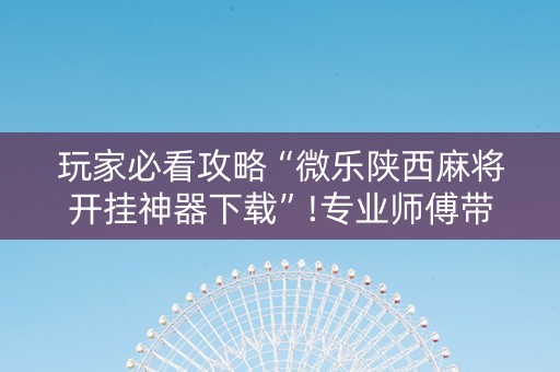 玩家必看攻略“微乐陕西麻将开挂神器下载”!专业师傅带你一起了解（详细教程）-知乎