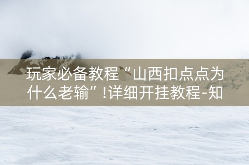 玩家必备教程“山西扣点点为什么老输”!详细开挂教程-知乎