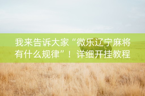 我来告诉大家“微乐辽宁麻将有什么规律”！详细开挂教程（确实真的有挂)-知乎