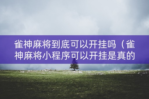 雀神麻将到底可以开挂吗（雀神麻将小程序可以开挂是真的假的）
