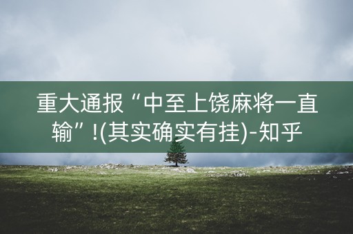 重大通报“中至上饶麻将一直输”!(其实确实有挂)-知乎