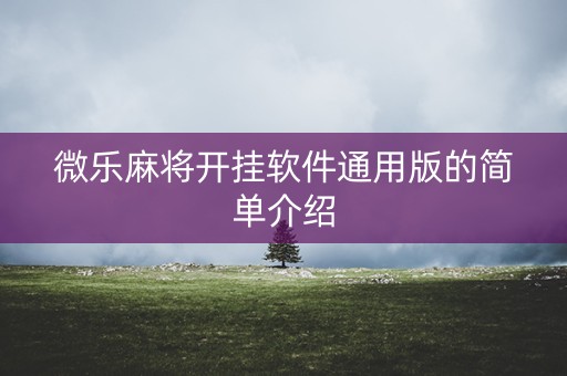微乐麻将开挂软件通用版的简单介绍