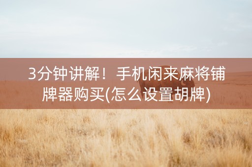 3分钟讲解！手机闲来麻将铺牌器购买(怎么设置胡牌)