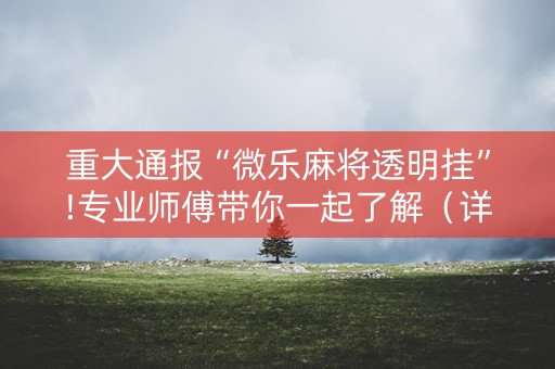 重大通报“微乐麻将透明挂”!专业师傅带你一起了解（详细教程）-知乎