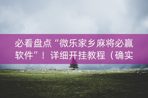 必看盘点“微乐家乡麻将必赢软件”！详细开挂教程（确实真的有挂)-知乎