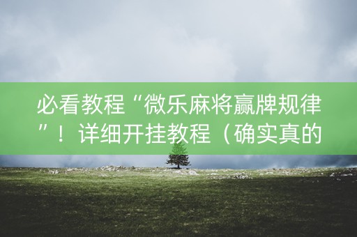 必看教程“微乐麻将赢牌规律”！详细开挂教程（确实真的有挂)-知乎
