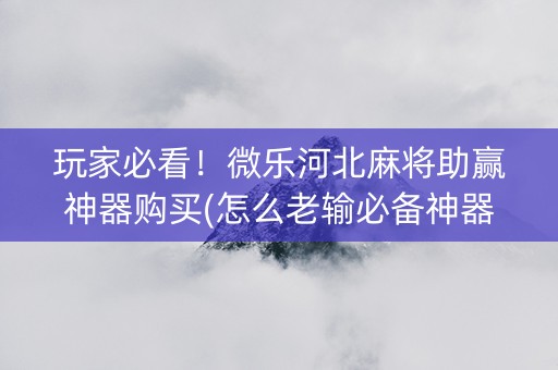 玩家必看！微乐河北麻将助赢神器购买(怎么老输必备神器)