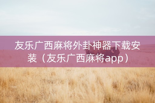 友乐广西麻将外卦神器下载安装（友乐广西麻将app）