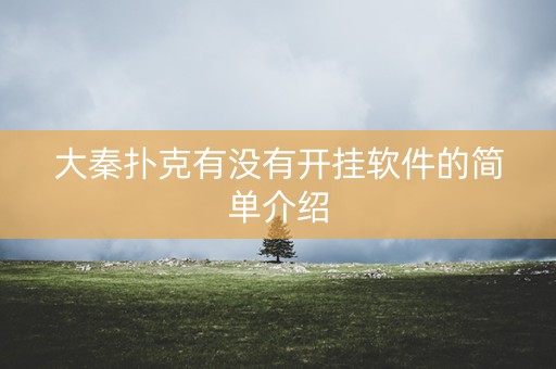 大秦扑克有没有开挂软件的简单介绍