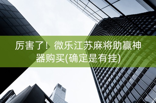 厉害了！微乐江苏麻将助赢神器购买(确定是有挂)