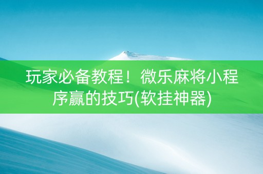玩家必备教程！微乐麻将小程序赢的技巧(软挂神器)