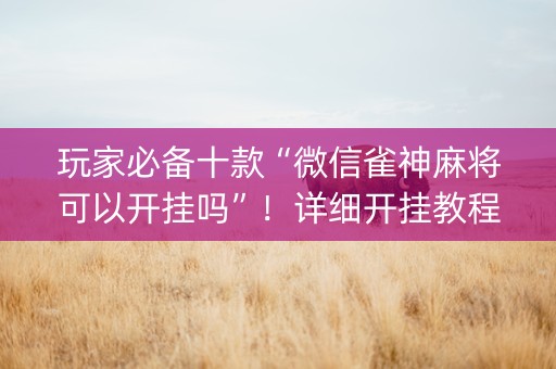 玩家必备十款“微信雀神麻将可以开挂吗”！详细开挂教程（确实真的有挂)-知乎