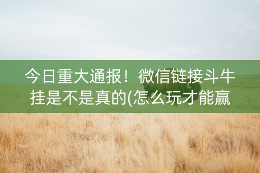 今日重大通报！微信链接斗牛挂是不是真的(怎么玩才能赢)