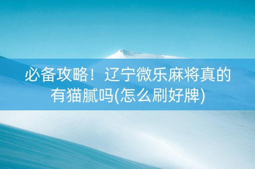 必备攻略！辽宁微乐麻将真的有猫腻吗(怎么刷好牌)