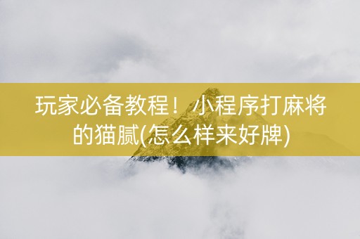 玩家必备教程！小程序打麻将的猫腻(怎么样来好牌)