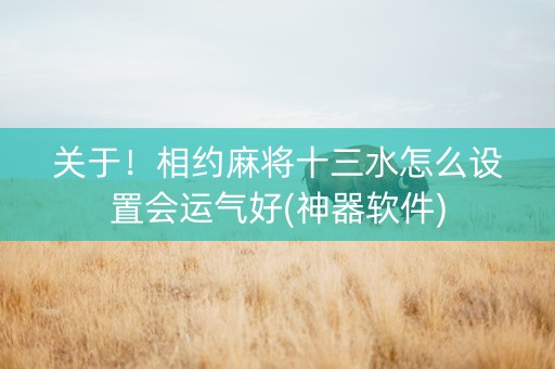 关于！相约麻将十三水怎么设置会运气好(神器软件)