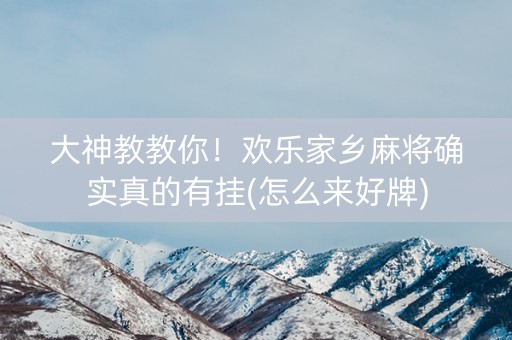 大神教教你！欢乐家乡麻将确实真的有挂(怎么来好牌)