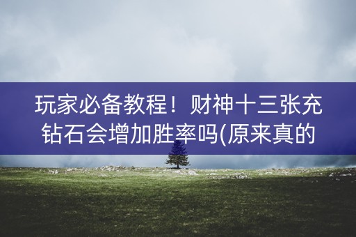 玩家必备教程！财神十三张充钻石会增加胜率吗(原来真的有挂)