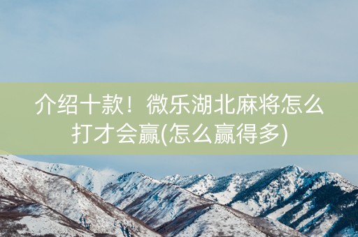 介绍十款！微乐湖北麻将怎么打才会赢(怎么赢得多)